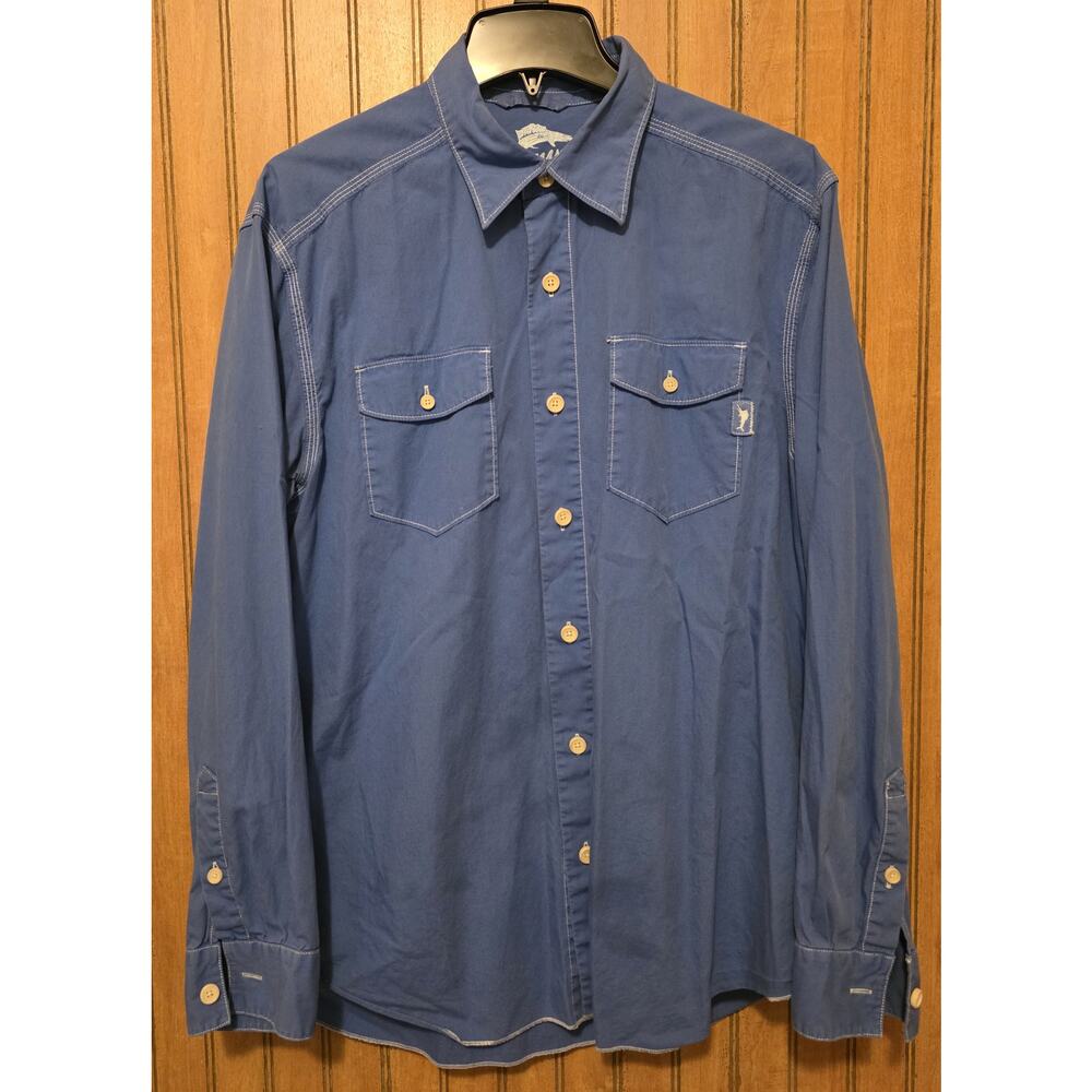 Tommy Bahama‎ Shirt Men Sz M Blue Chambray Long Sleeve Button Up Pockets